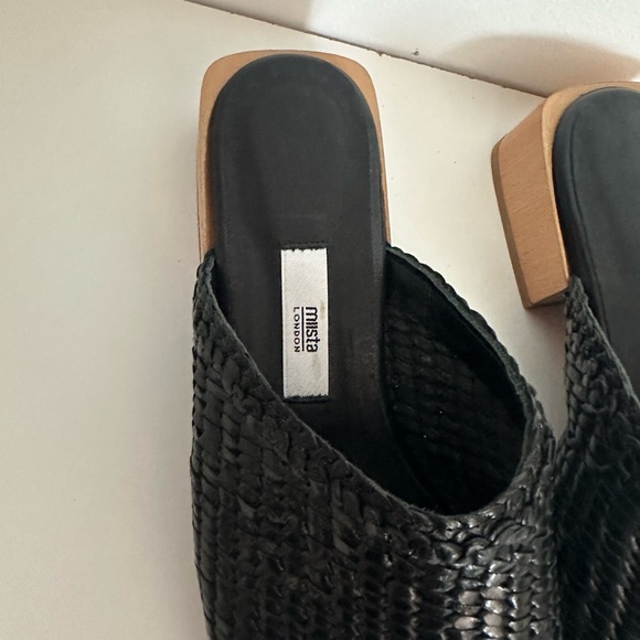 Miista Black Woven Mules with Wooden Heel - Picture 7 of 7